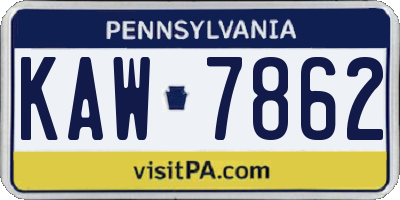 PA license plate KAW7862