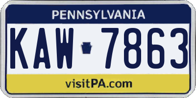 PA license plate KAW7863