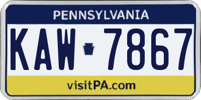 PA license plate KAW7867