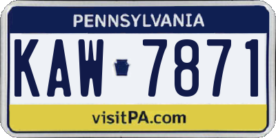 PA license plate KAW7871