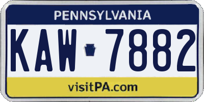 PA license plate KAW7882