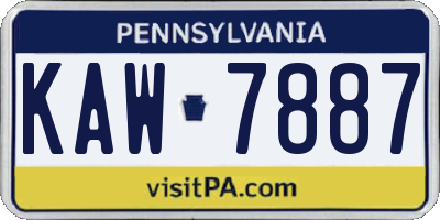PA license plate KAW7887