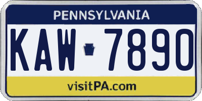 PA license plate KAW7890