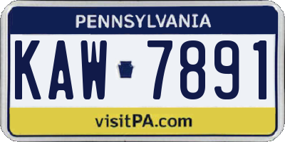 PA license plate KAW7891