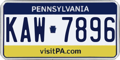 PA license plate KAW7896