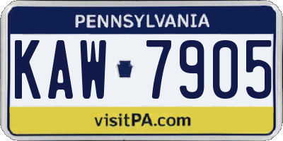 PA license plate KAW7905