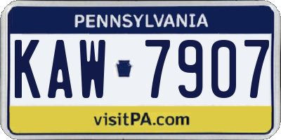 PA license plate KAW7907