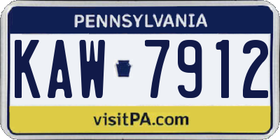 PA license plate KAW7912