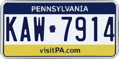 PA license plate KAW7914