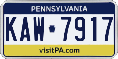PA license plate KAW7917