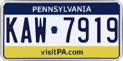PA license plate KAW7919