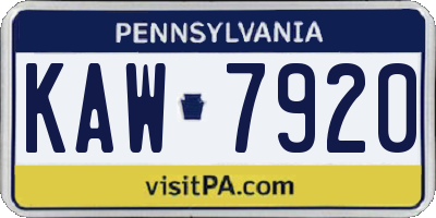 PA license plate KAW7920
