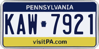 PA license plate KAW7921