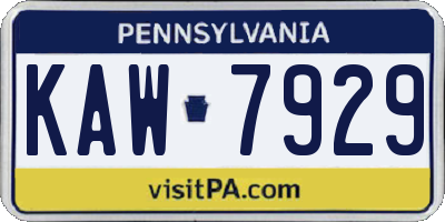 PA license plate KAW7929