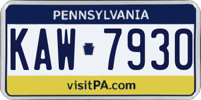 PA license plate KAW7930