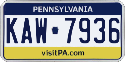 PA license plate KAW7936