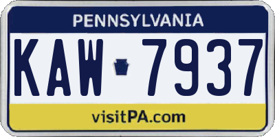 PA license plate KAW7937