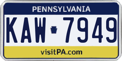 PA license plate KAW7949