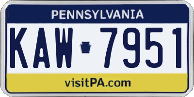 PA license plate KAW7951