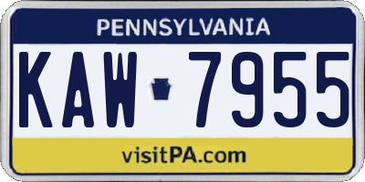 PA license plate KAW7955