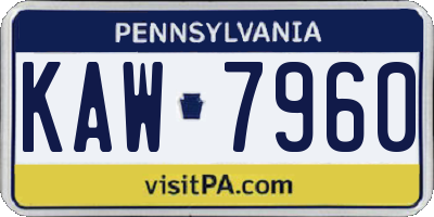 PA license plate KAW7960