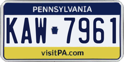 PA license plate KAW7961