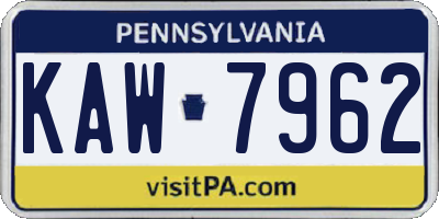 PA license plate KAW7962