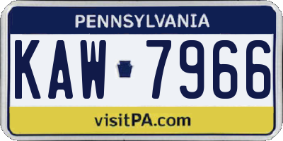 PA license plate KAW7966