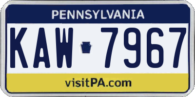 PA license plate KAW7967