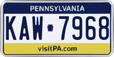 PA license plate KAW7968