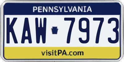 PA license plate KAW7973