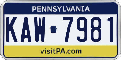 PA license plate KAW7981