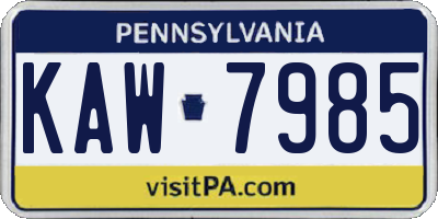 PA license plate KAW7985