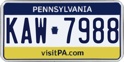 PA license plate KAW7988