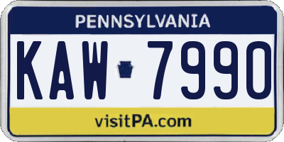 PA license plate KAW7990