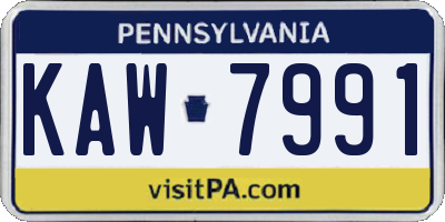PA license plate KAW7991