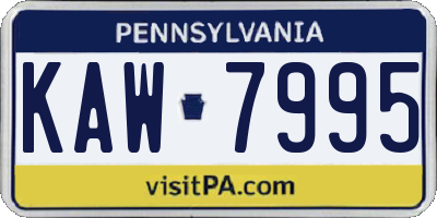 PA license plate KAW7995