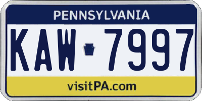 PA license plate KAW7997