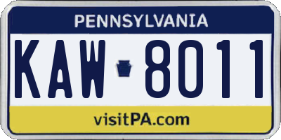 PA license plate KAW8011