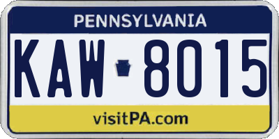 PA license plate KAW8015