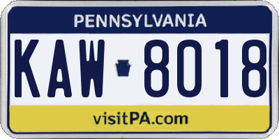 PA license plate KAW8018