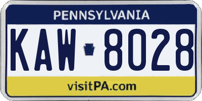 PA license plate KAW8028