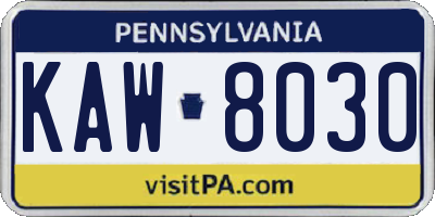 PA license plate KAW8030