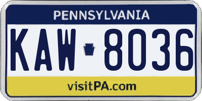 PA license plate KAW8036