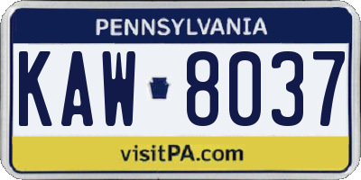 PA license plate KAW8037