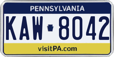 PA license plate KAW8042