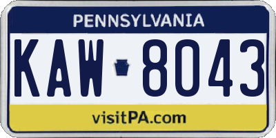 PA license plate KAW8043