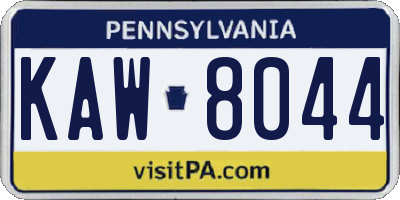 PA license plate KAW8044