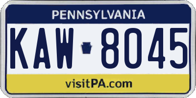 PA license plate KAW8045