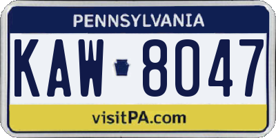 PA license plate KAW8047